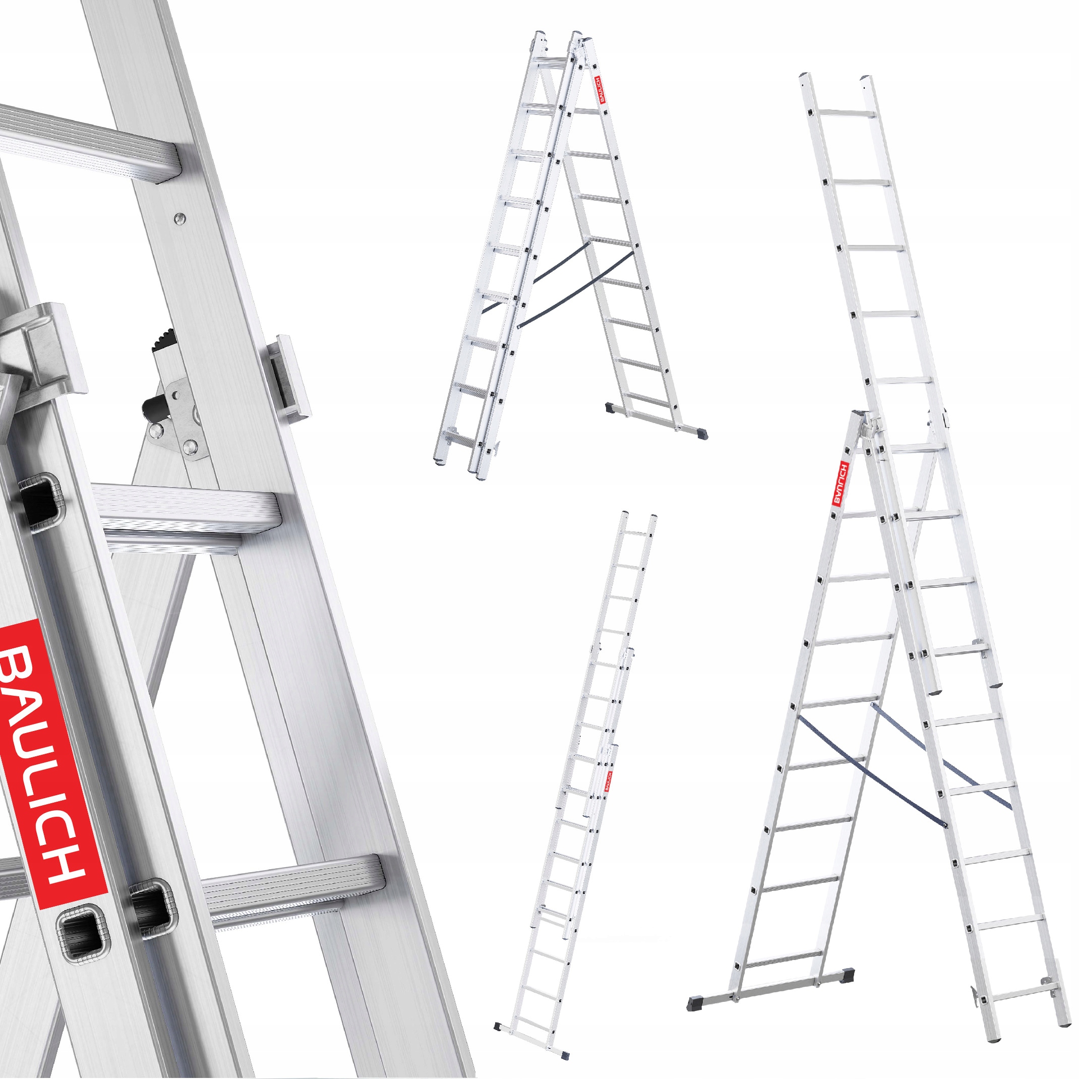 Žebřík 3x9, víceúčelový, univerzální, 150 kg Baulich, hák Bonus