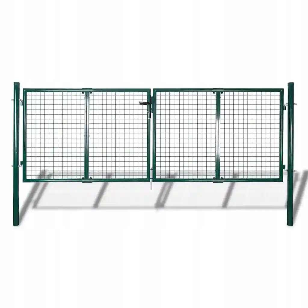 Tmavě zelená ocelová zahradní branka 306 x 150 cm s příslušenstvím