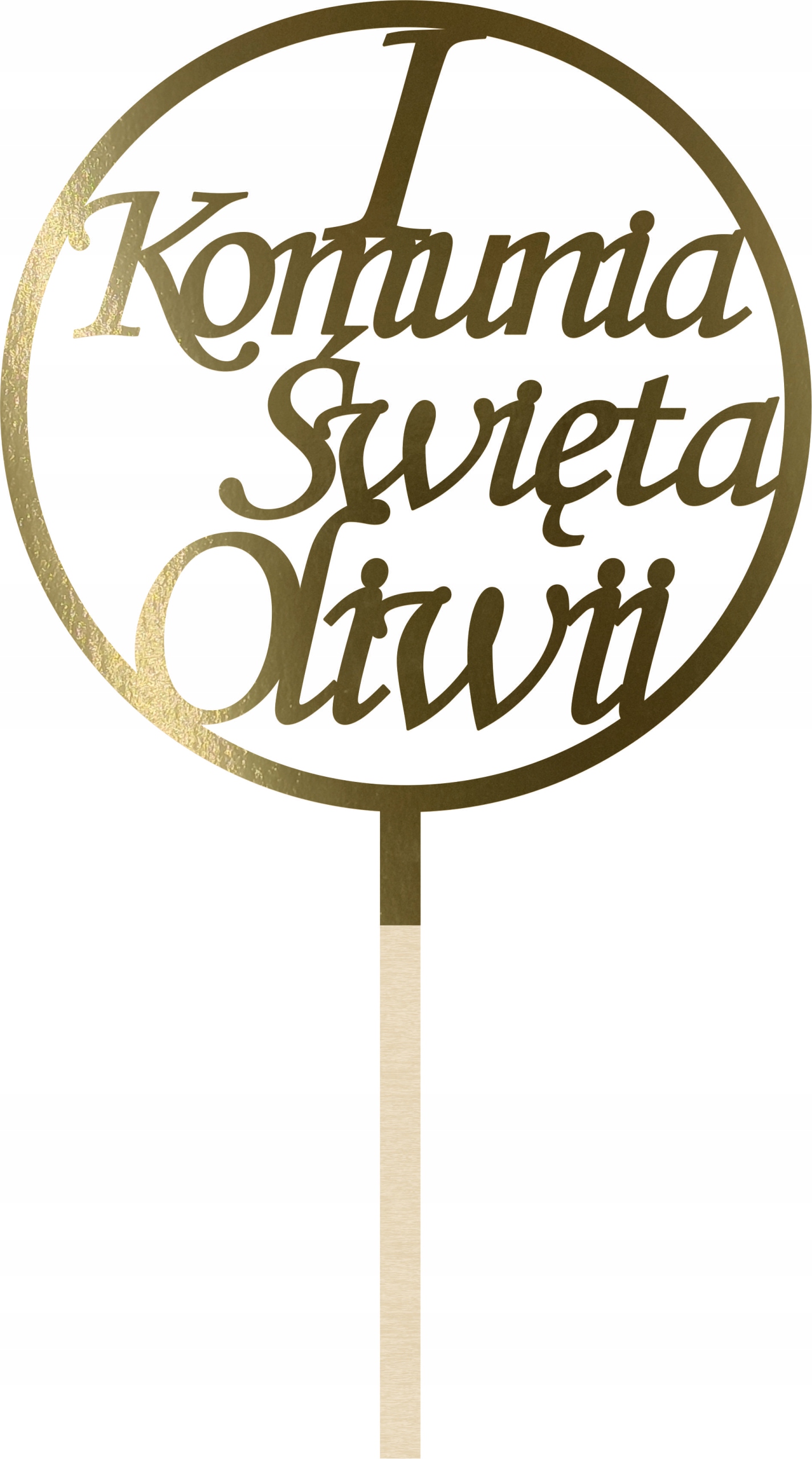 

Złoty Topper Na Tort Pierwsza Komunia Święta Imię