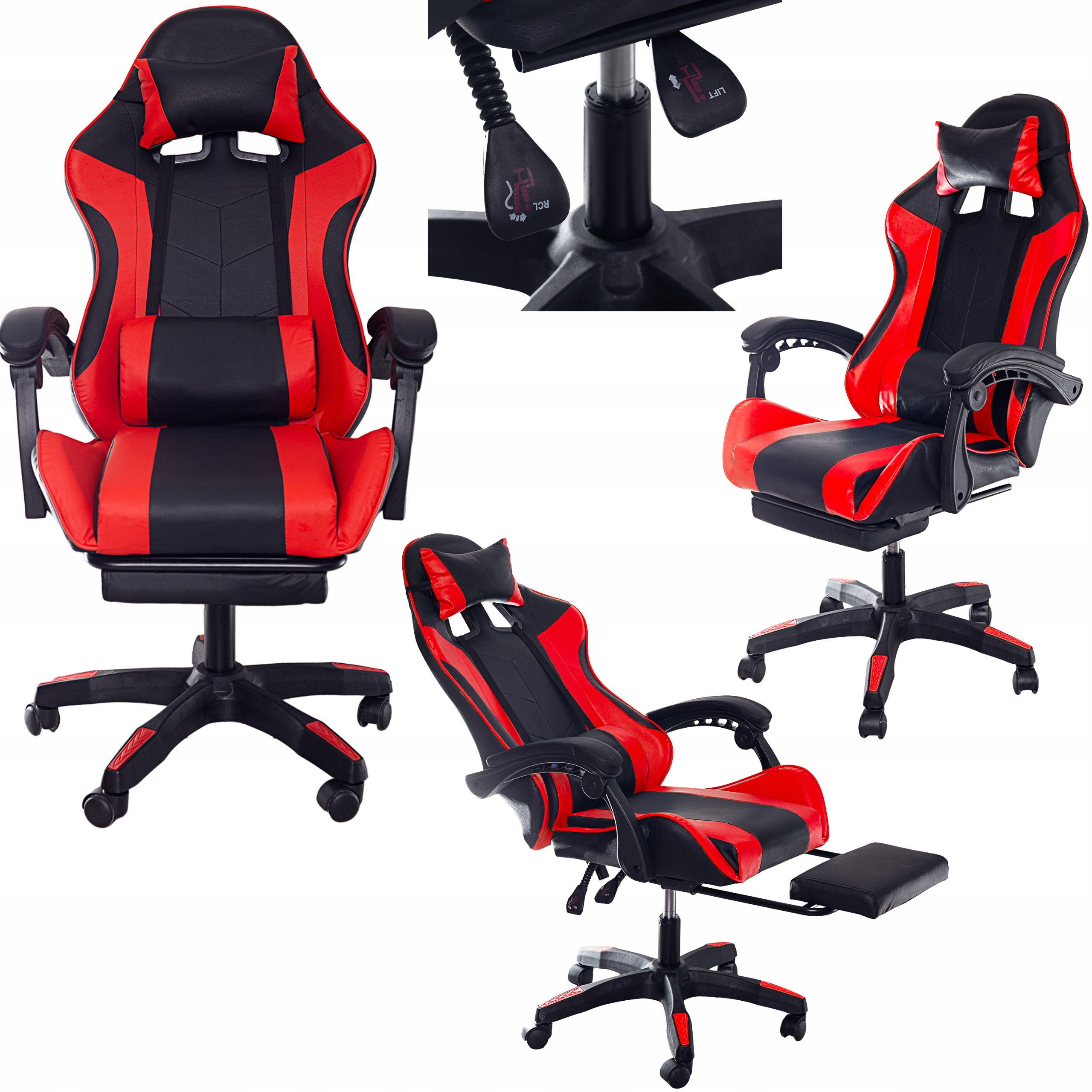 Fotel Gamingowy Biurowy Krzesło Gracza Obrotowy Kubełkowy Czarny