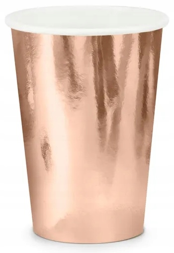Kubeczki ROSE GOLD papierowe RÓŻOWE ZŁOTO na urodziny 6szt