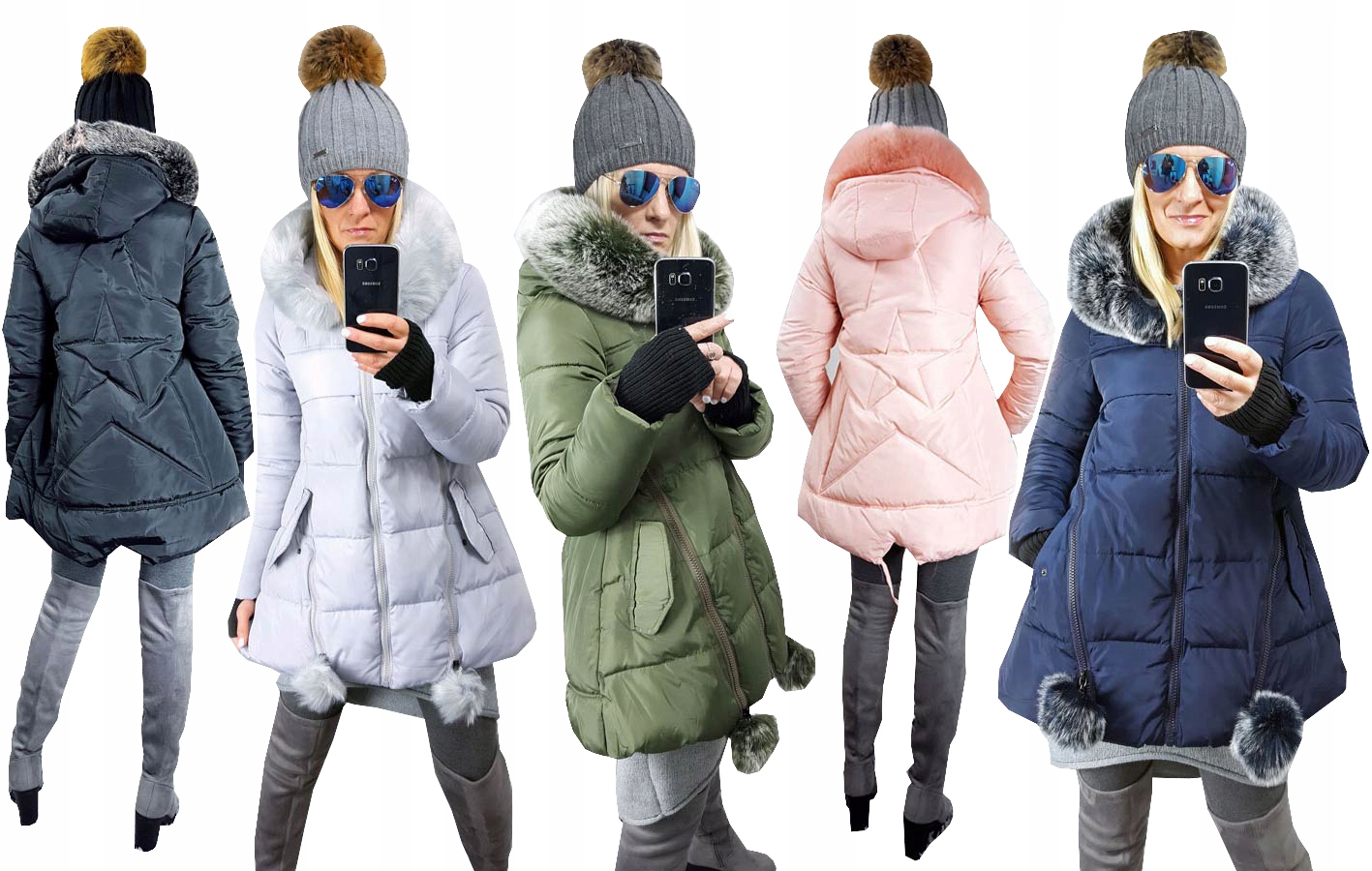 

Asymetryczna Kurtka Parka Gwiazda Kaptur Futerko S