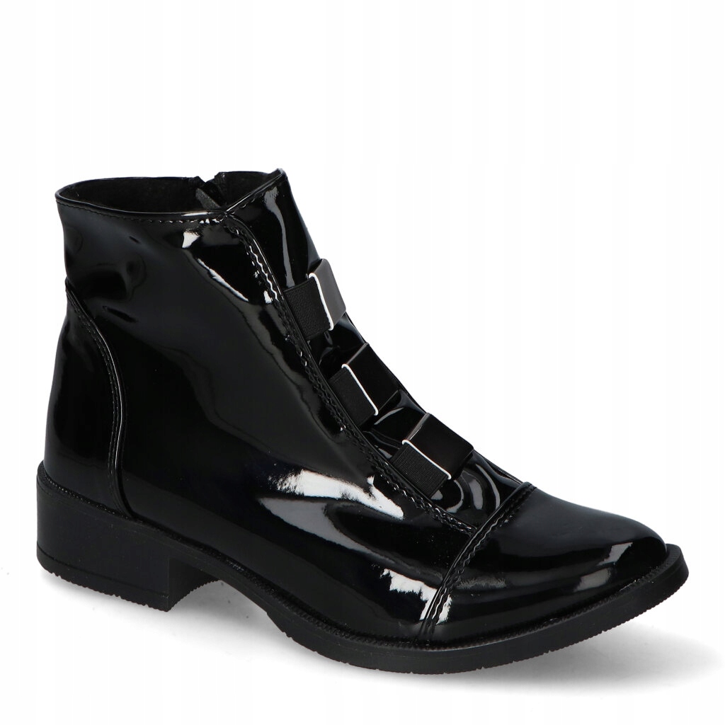 ANNABELLE SZTYBLETY TRZEWIKI BUTY ZIMOWE CZARNE LAKIER 41