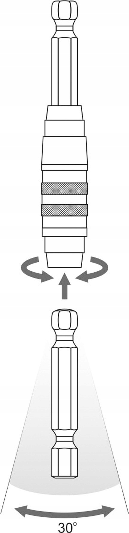 Adapter kątowy do bitów 1/4 uchwyt bitów 30° Liczba elementów pojedyncze