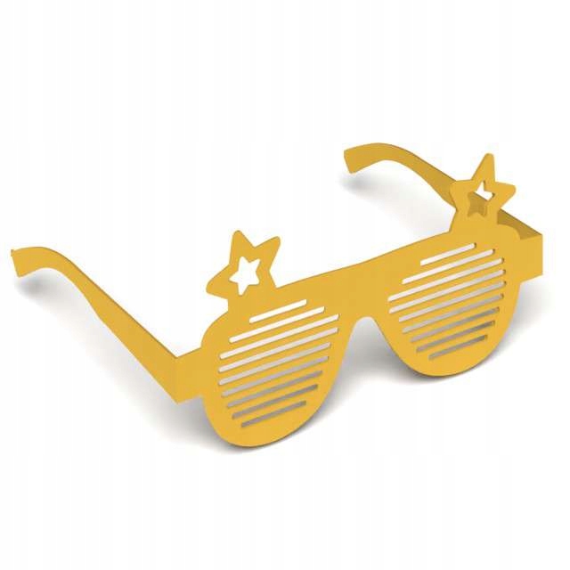 OKULARY papier ŚWIĘTA złote GWIAZDKI gwiazdy x6