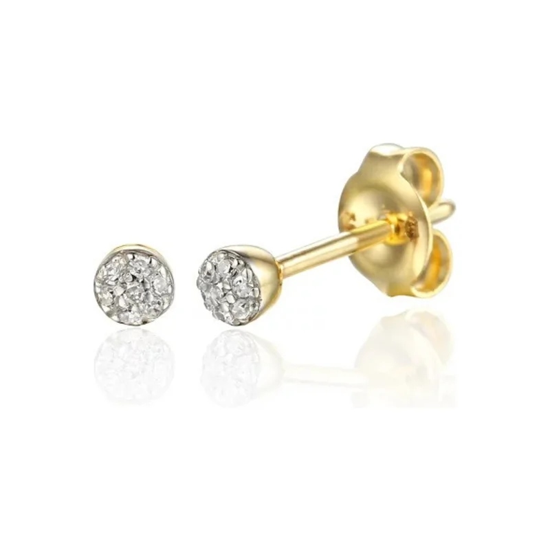 Zlaté náušnice 585 pro ženy, jemné s diamanty, ideální jako dárek 0,9g