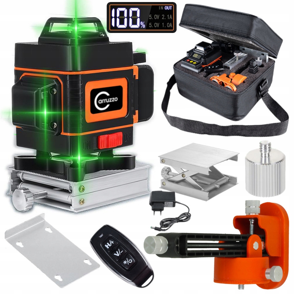 Profesionální rovinná Laserová Vodováha Křížový Laser 4D příslušenství