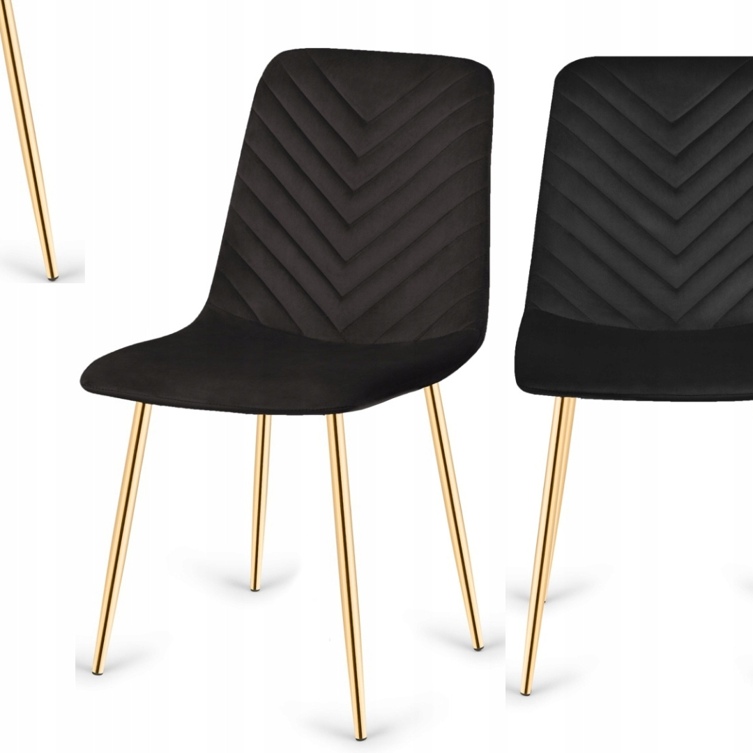 Krzesło tapicerowane czarne welur do salonu kuchni jadalni pikowane Trio