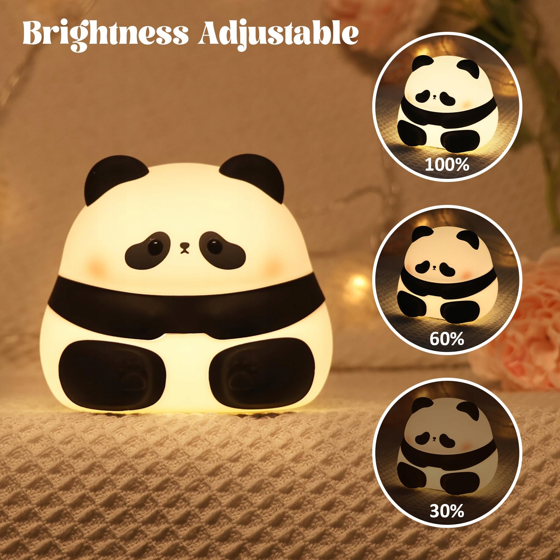 YUANDIAN Lampka Nocna Panda Silikonowa USB Dla Dzieci i Dorosłych — miniatura 2
