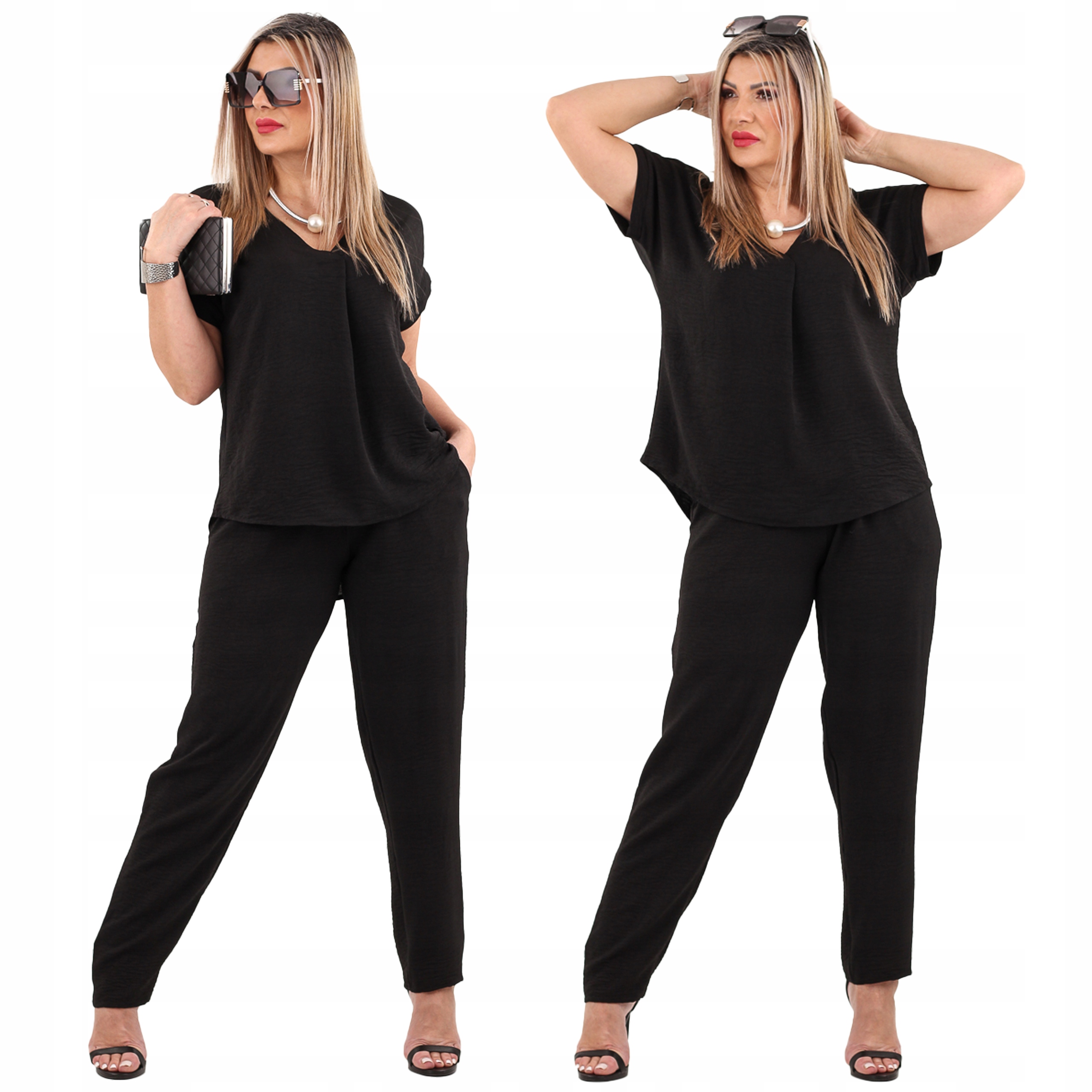 Komplet Damski Duże Rozmiary Polski Producent Bluzka I Spodnie