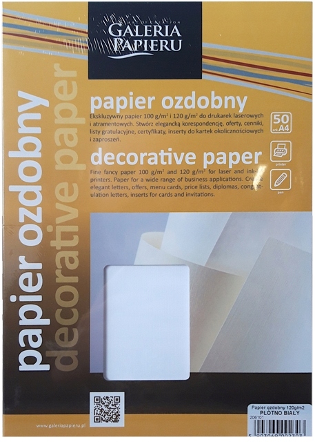 

Papier ozdobny Płótno 120g Biały 206101