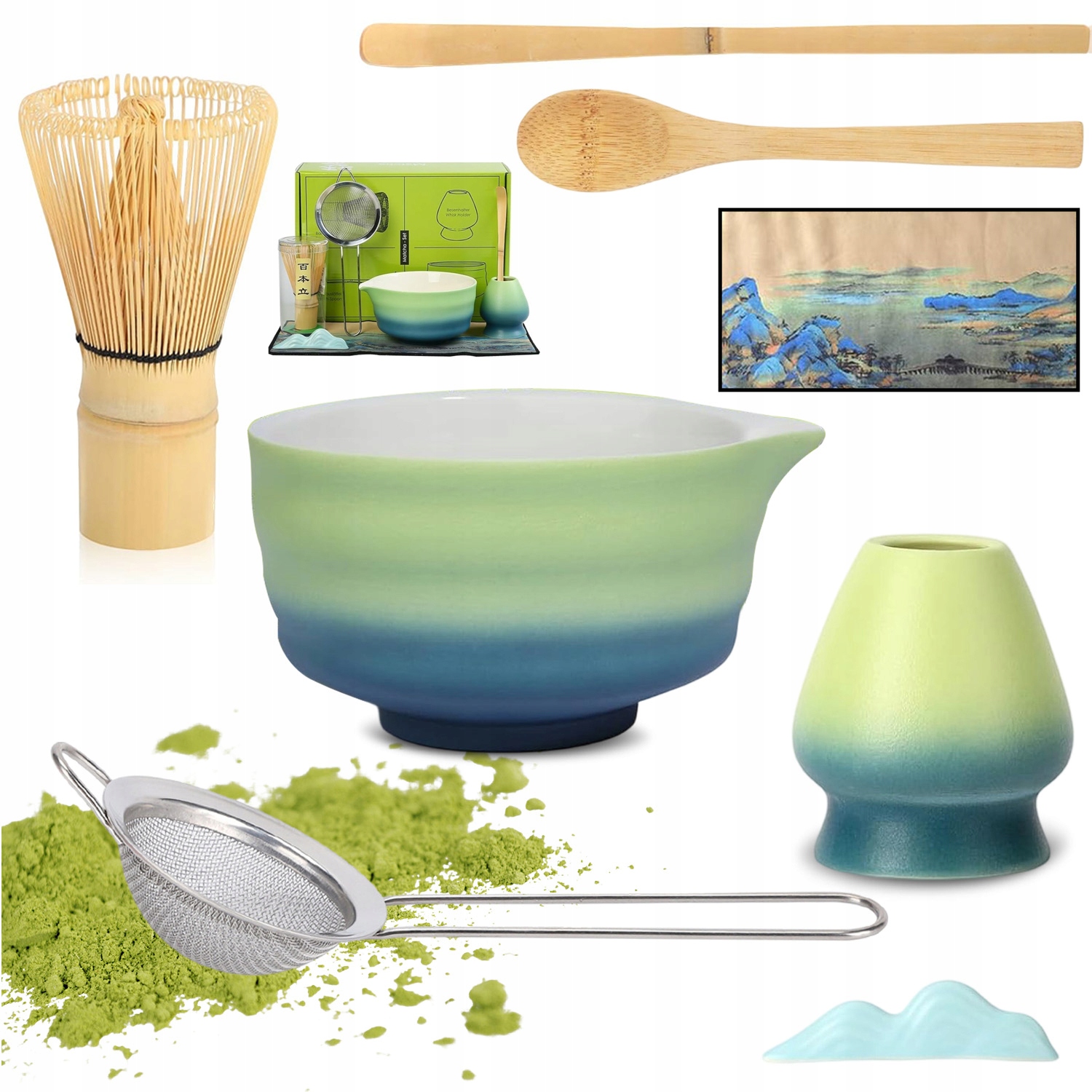 Levně Dárková Sada Pro Přípravu Čaje Matcha: Chashaku, Metlička, Lžička Ideální Jako Dárek