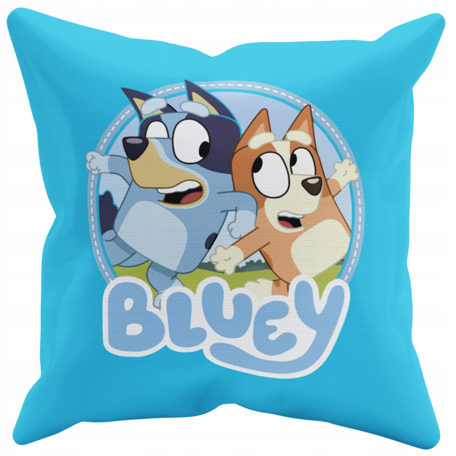 POSZEWKA NA PODUSZKĘ JAŚKA DO PRZEDSZKOLA NIEBIESKI PIES + IMIĘ GRATIS Kolor dominujący odcienie niebieskiego