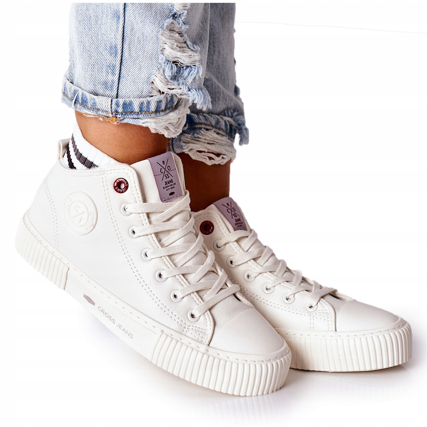 

Wysokie Tenisówki Cross Jeans II2R4022 Białe 38