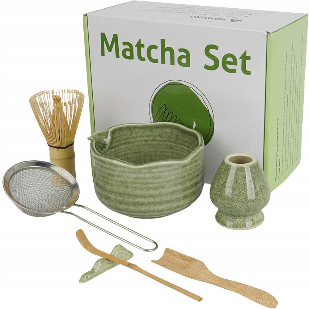 Levně Keramická sada na přípravu čaje Matcha se sítkem a japonskými lžičkami