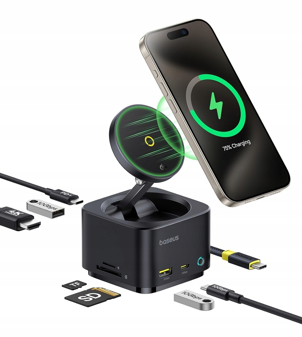 Baseus Nabíjacia stanica MagPro 7v1 s bezdrôtovým nabíjaním 15W cosmic…