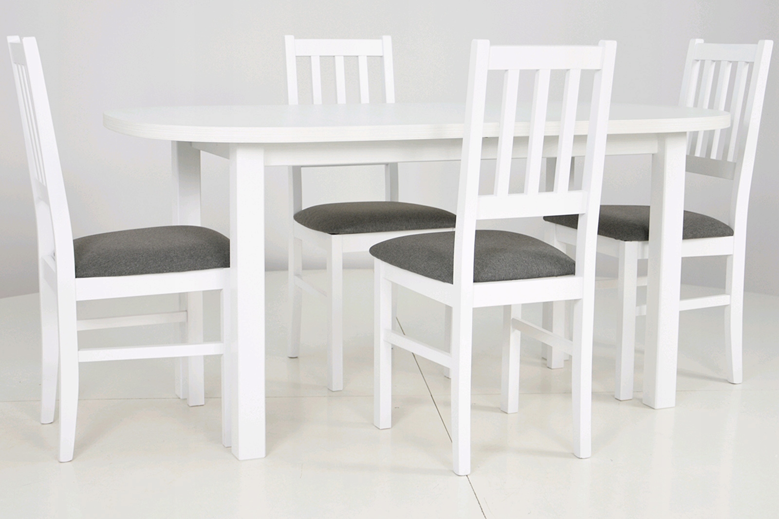 Modny zestaw STÓŁ OWAL z krzesłami 4 szt BIAŁE Marka Sigma