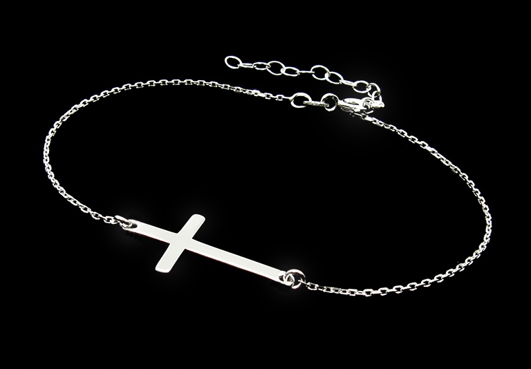 WŁOSKA BRANSOLETKA SREBRNA CELEBRYTKA KRZYŻYK ZE SREBRA 925 RODOWANEGO Stan opakowania oryginalne