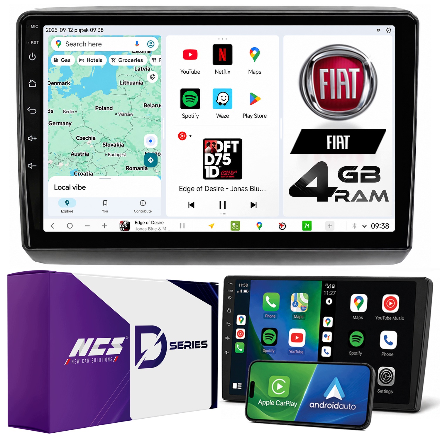 Rádio Navigace Ncs D9 Fiat Ducato 2007-2015 Android 4GB Lte 9″
