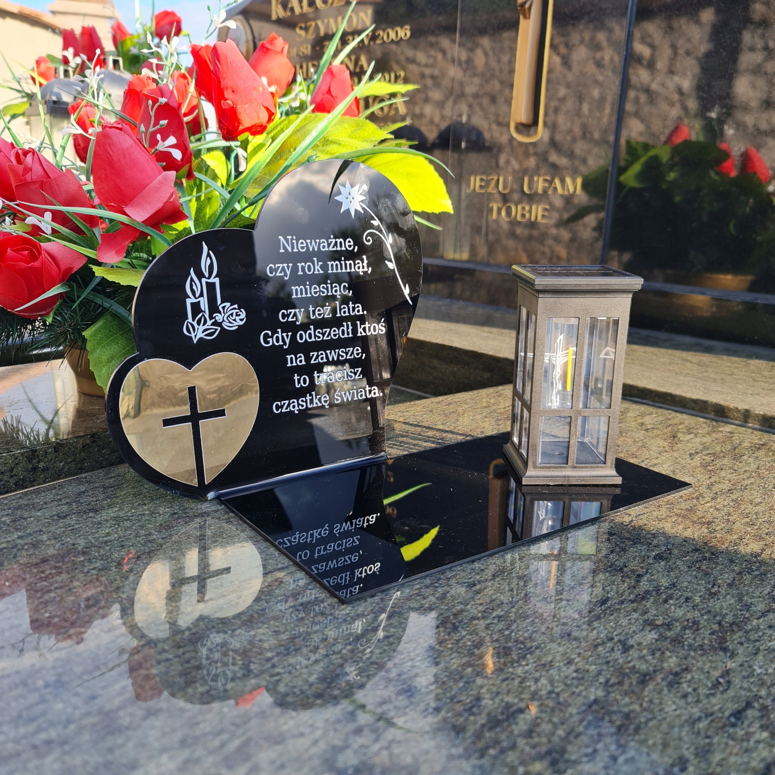 SOLARNY ZNICZ LED STATUETKA NA CMENTARZ GRÓB DUŻA Wysokość produktu 21 cm