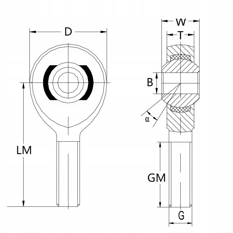 Główka cięgła Uniball M20x1.5 Prawy zewnętrzny (męski) Średnica zewnętrzna 50 mm