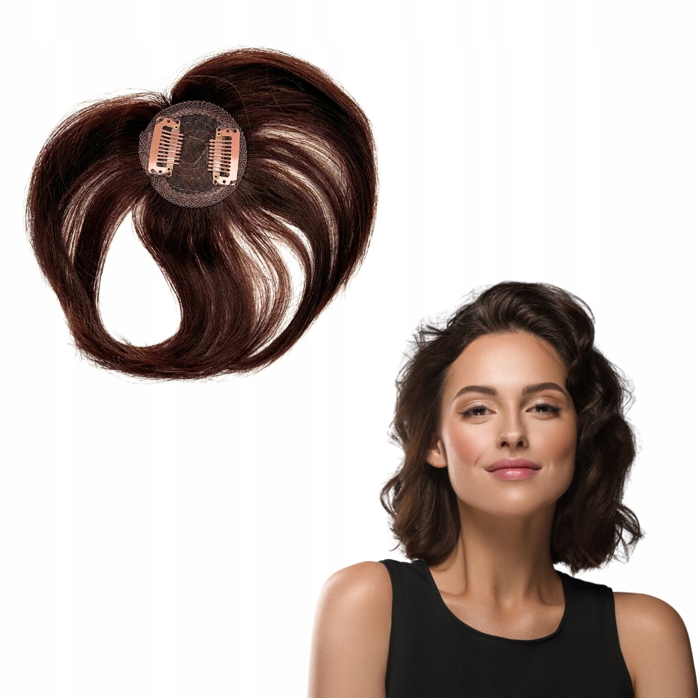 Připínáček na hlavu mini topper z přírodních vlasů #4 koňakově hnědý