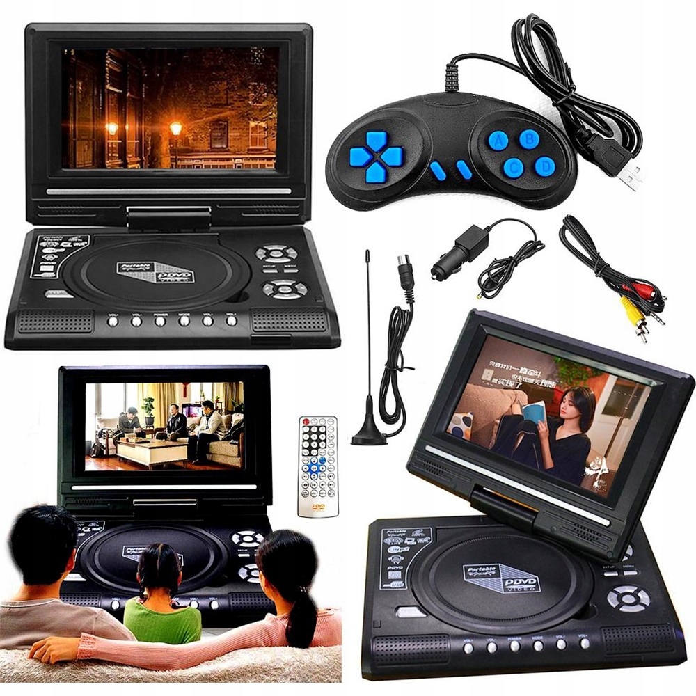 Přenosný Přehrávač DVD Hd Tv/fm/usb, Herní Funkce, Obrazovka, 7,8" Dálkové Ovládání