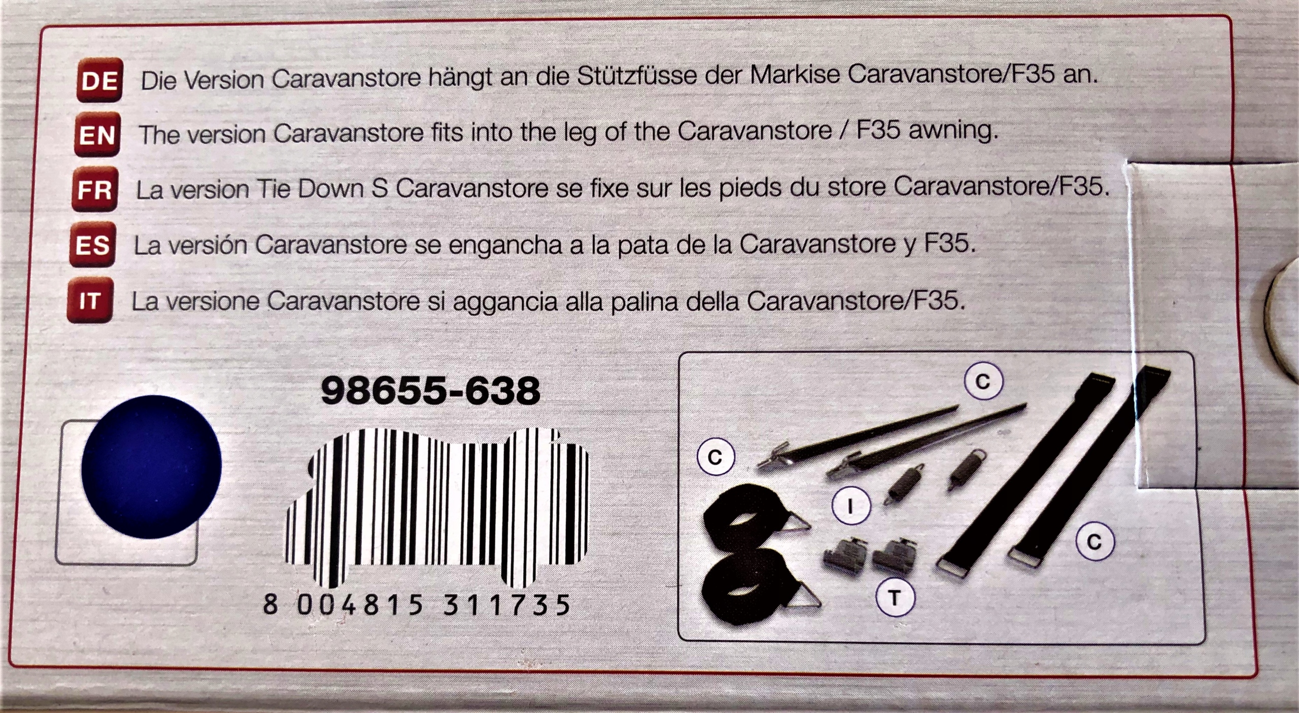 PASY ZABEZPIECZAJĄCE MARKIZE PRZED WIATREM FIAMMA Numer katalogowy części 230131