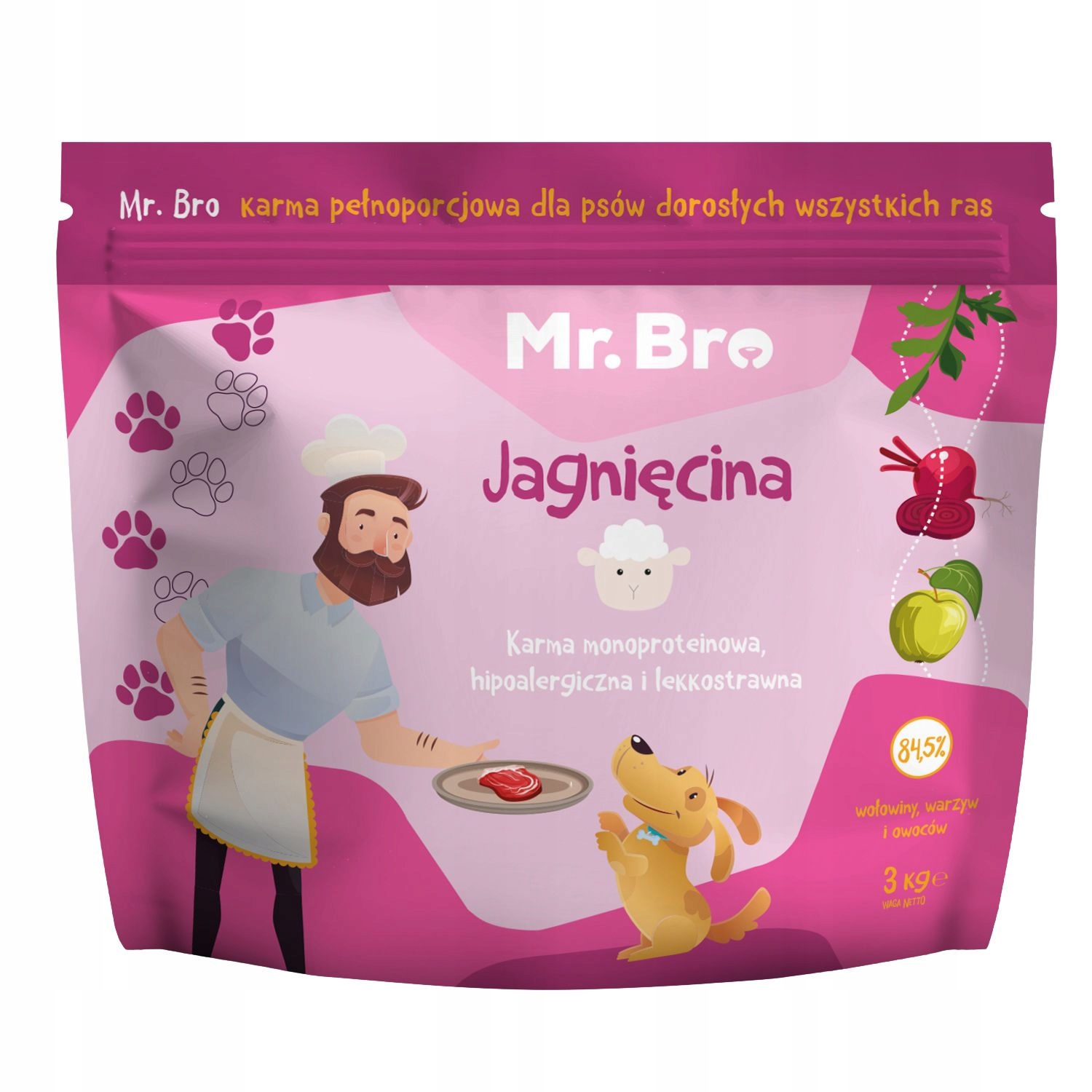 Mr. Bro Monoproteinové suché Krmivo pro dospělé psy s jehněčím masem 3 kg