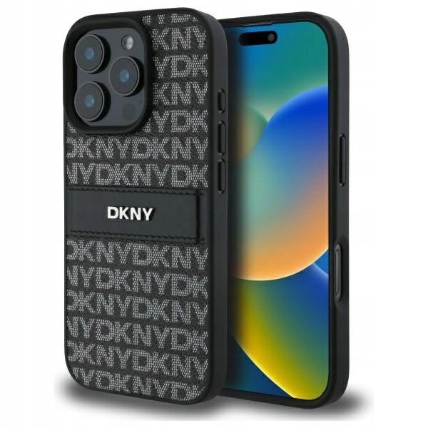 Etui Dkny Texture Pattern Tonal Stripe na iPhone 16 Pro Max czarne
