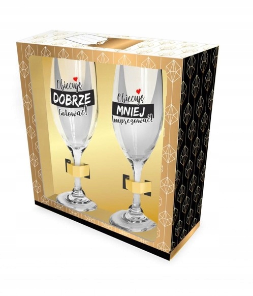 zestaw 2 kieliszków do szampana 170ml ZGRANY DUET  - Obiecuję dobrze gotować / mniej imprezować — 4