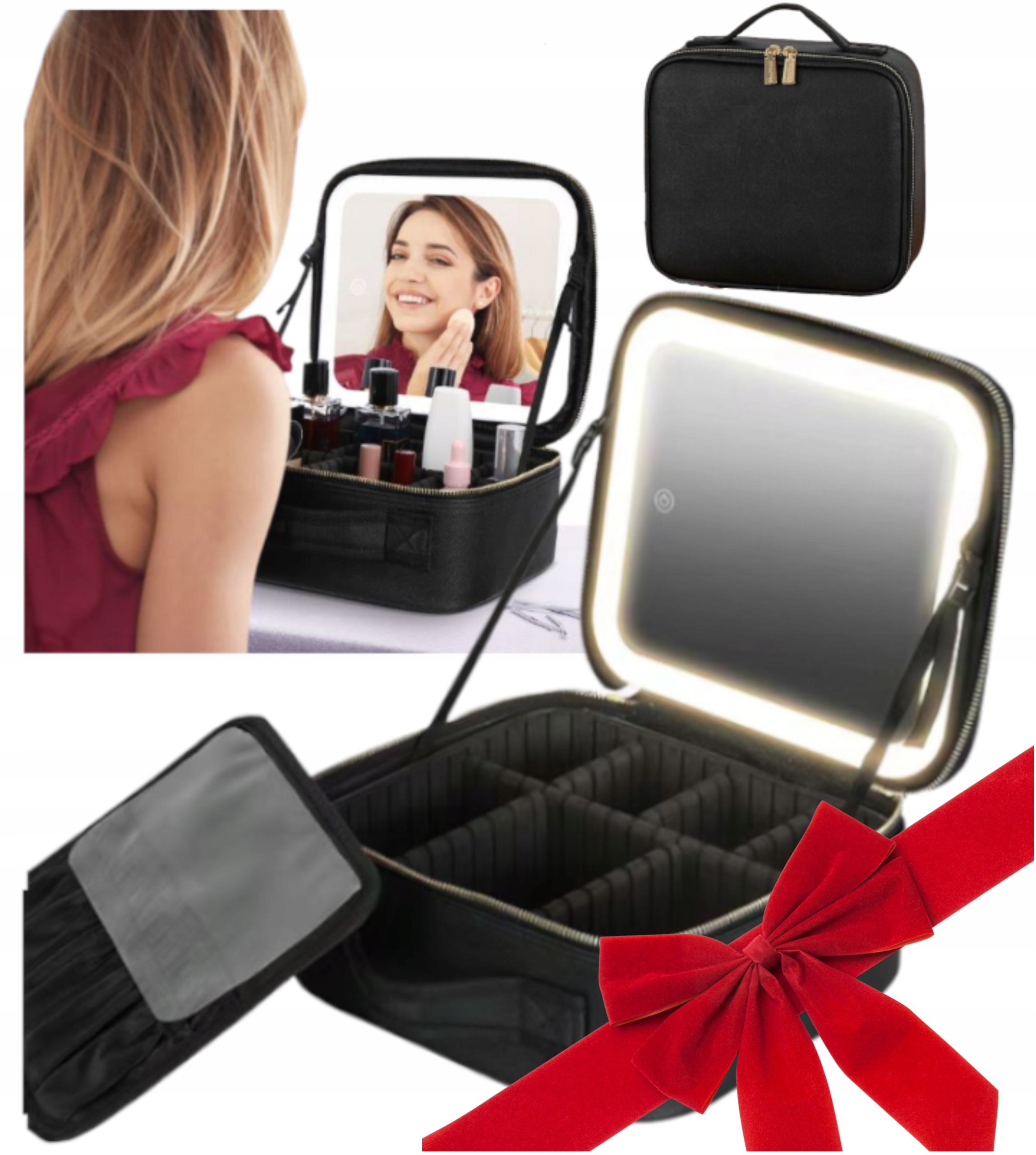 Kosmetická Taška S Led Zrcátkem, Kožený Kufřík, Makeup, Den Žen, Dárek