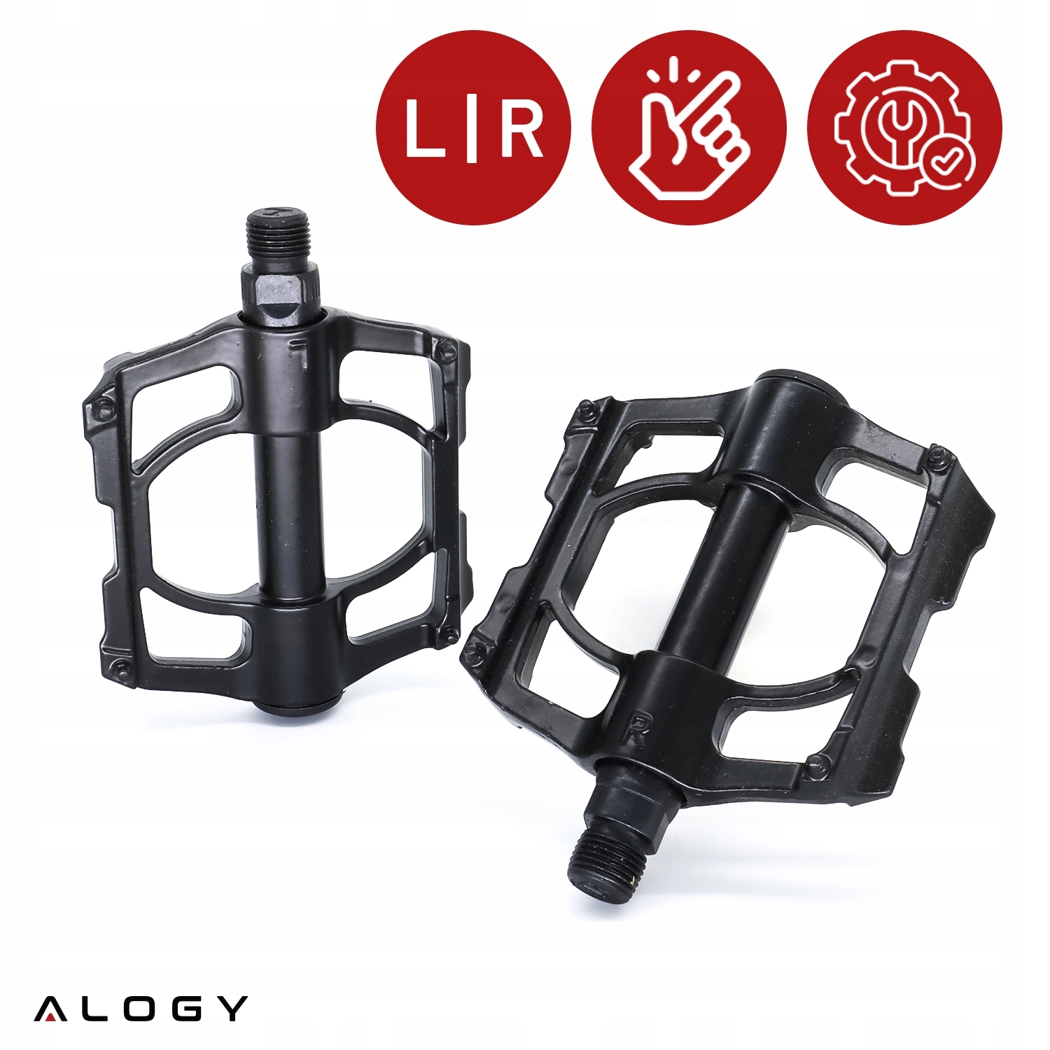 Pedały platformowe Alogy czarne Piny Mtb Bmx 9/16" Lekkie Uniwersalne