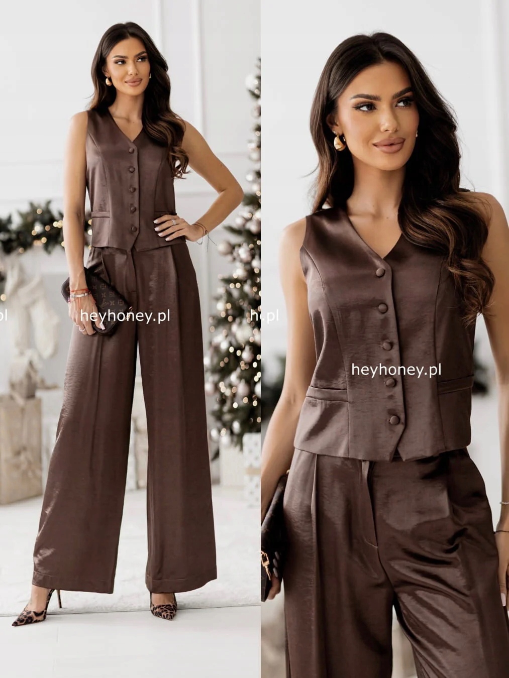 Komplet Vesta a kalhoty Hnědá Glory XL