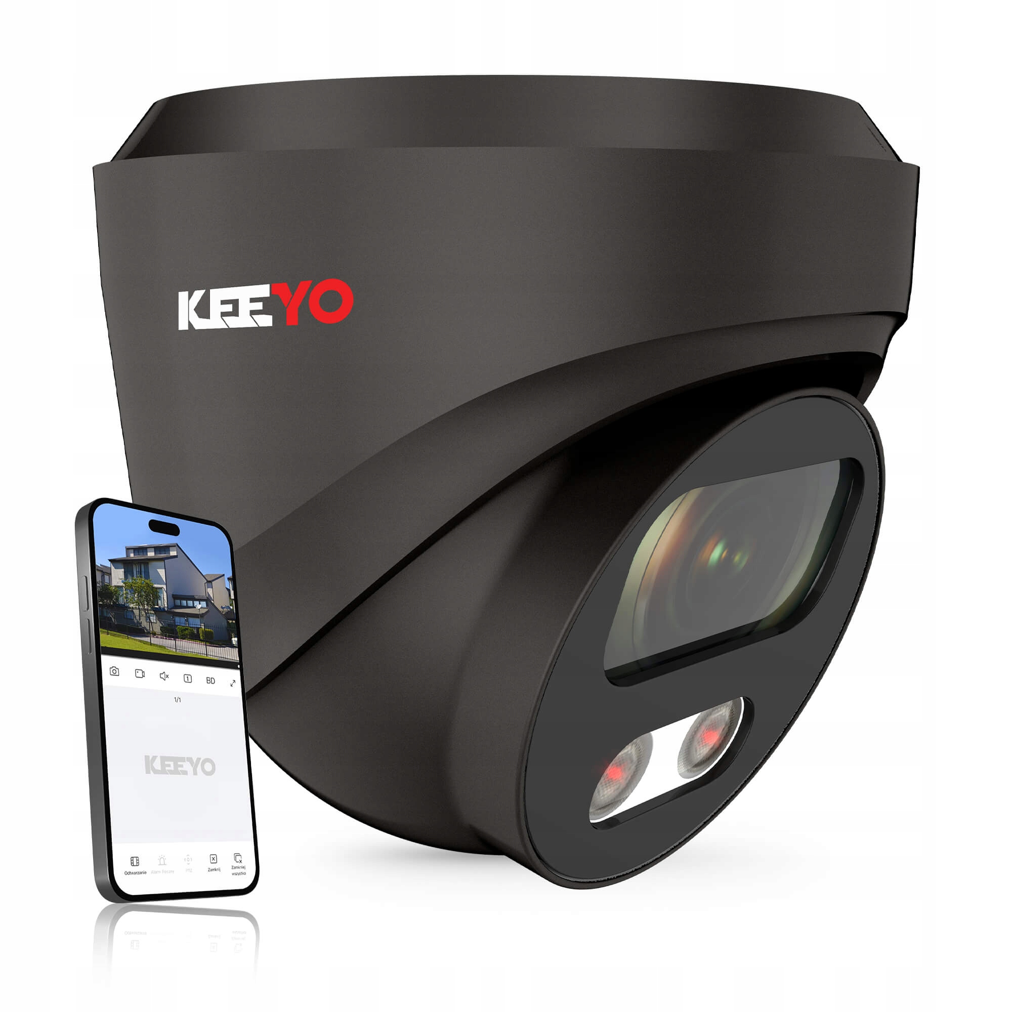 Keeyo Vonkajšia monitorovacia kamera s mikrofónom s náhľadom 5MPx 2K+ IR25