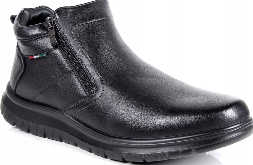 Černé Pánské Zimní Boty Se Dvěma Zipy, Pohodlné, S Kožíškem Až Ke Kotníkům, Regulace