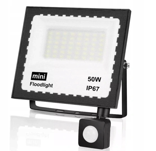 HALOGEN LED 50W MINI NAŚWIETLACZ SLIM CZUJNIK RUCHU