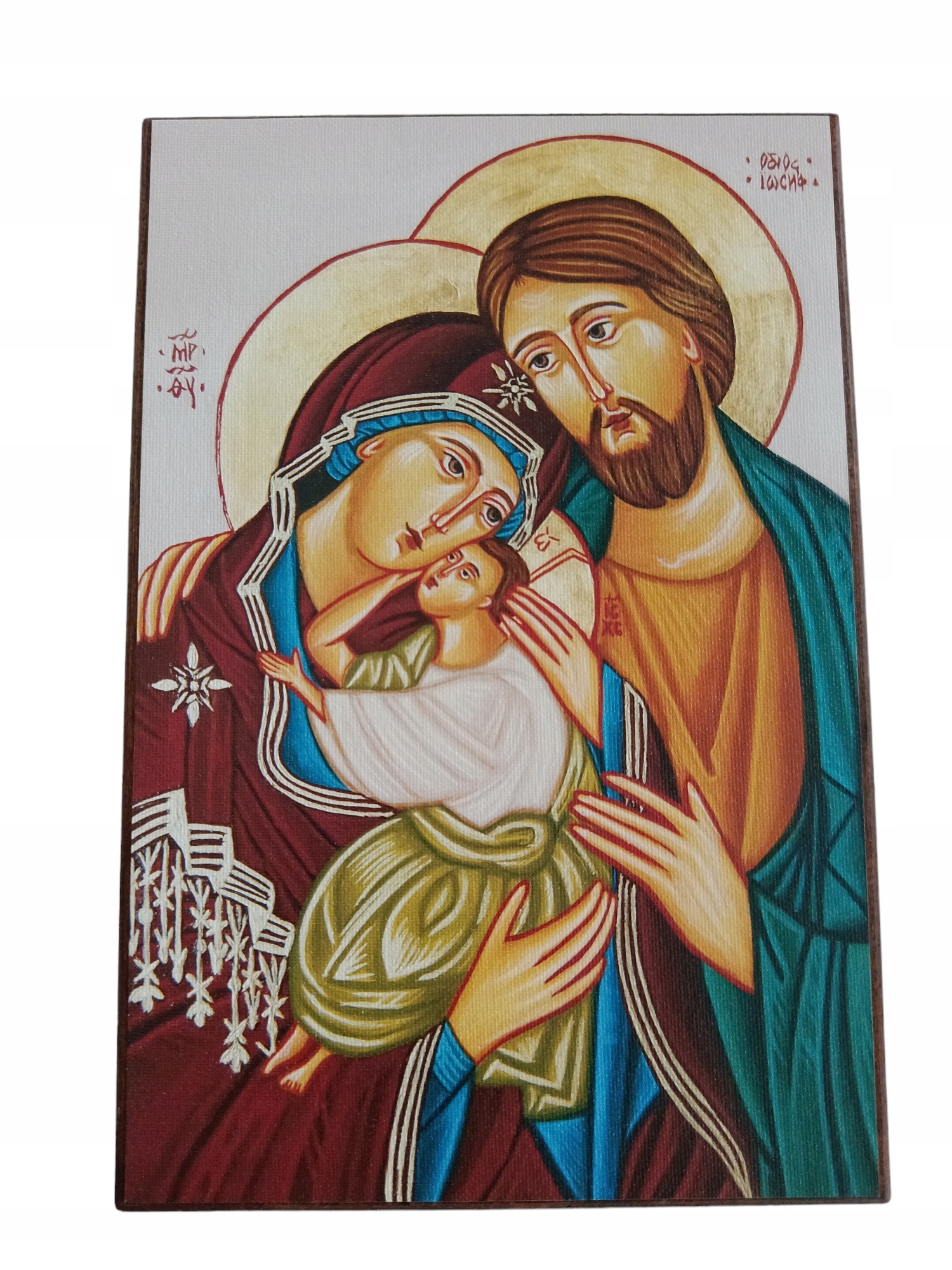 Svatá rodina obraz ikona tištěná na plátno 30x20 cm dubové prkénko