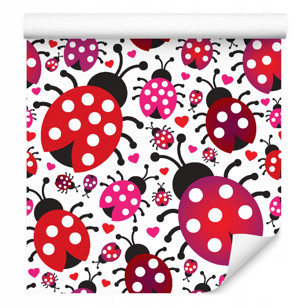 Tapeta do dívčího pokoje berušky srdíčka