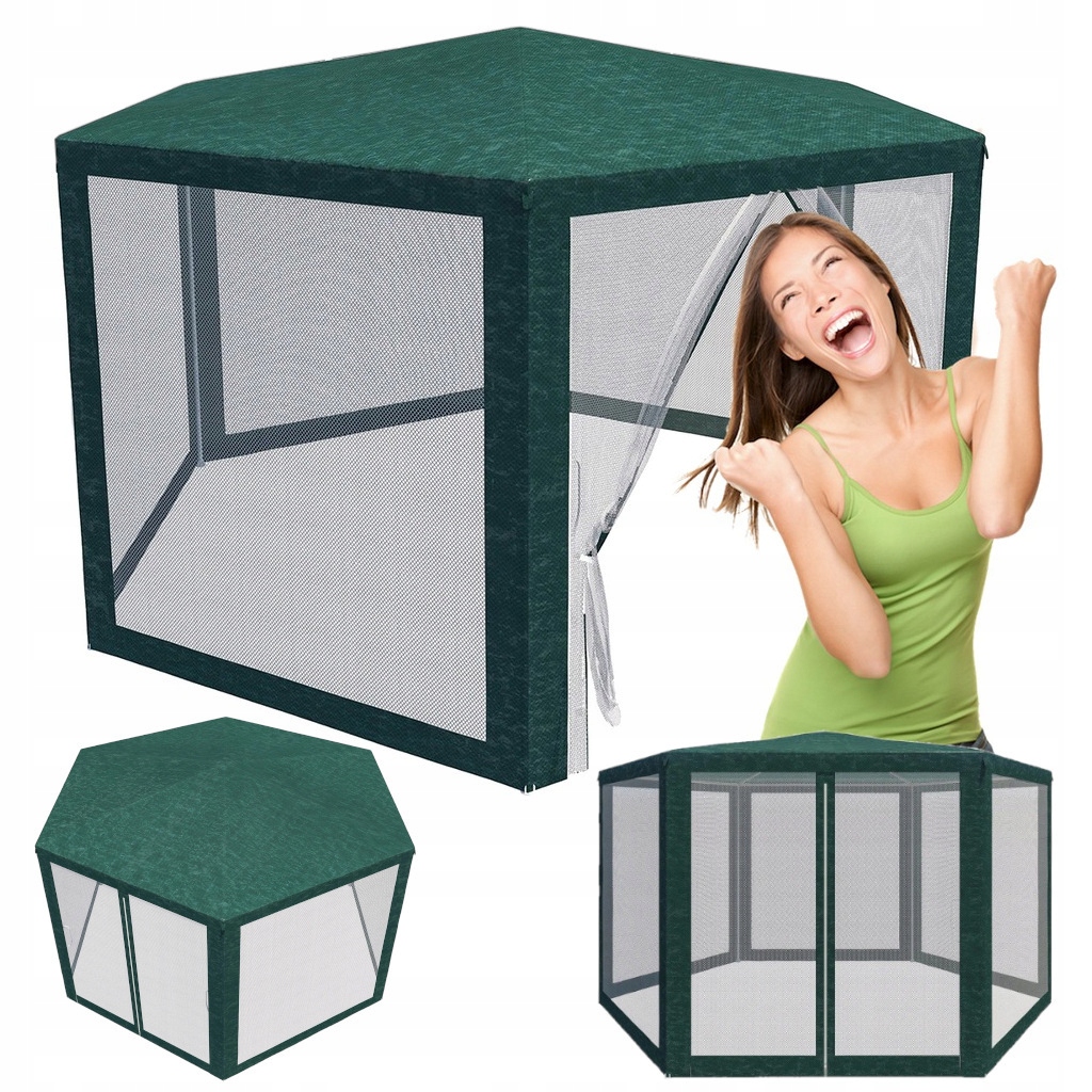 Záhradný Stan Obchodný Pavilón Veľký 4x4 m Vodotesný 6 Stien Moskytiera