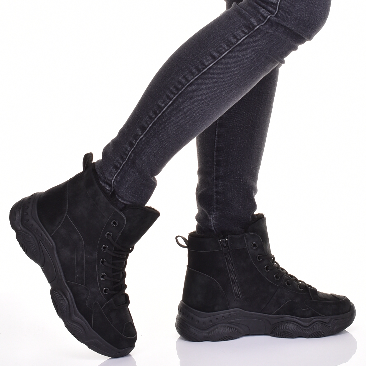 ŚNIEGOWCE OCIEPLANE SNEAKERSY BUTY ZIMOWE DAMSKIE SKÓRZANE Z FUTERKIEM Rozmiar 38
