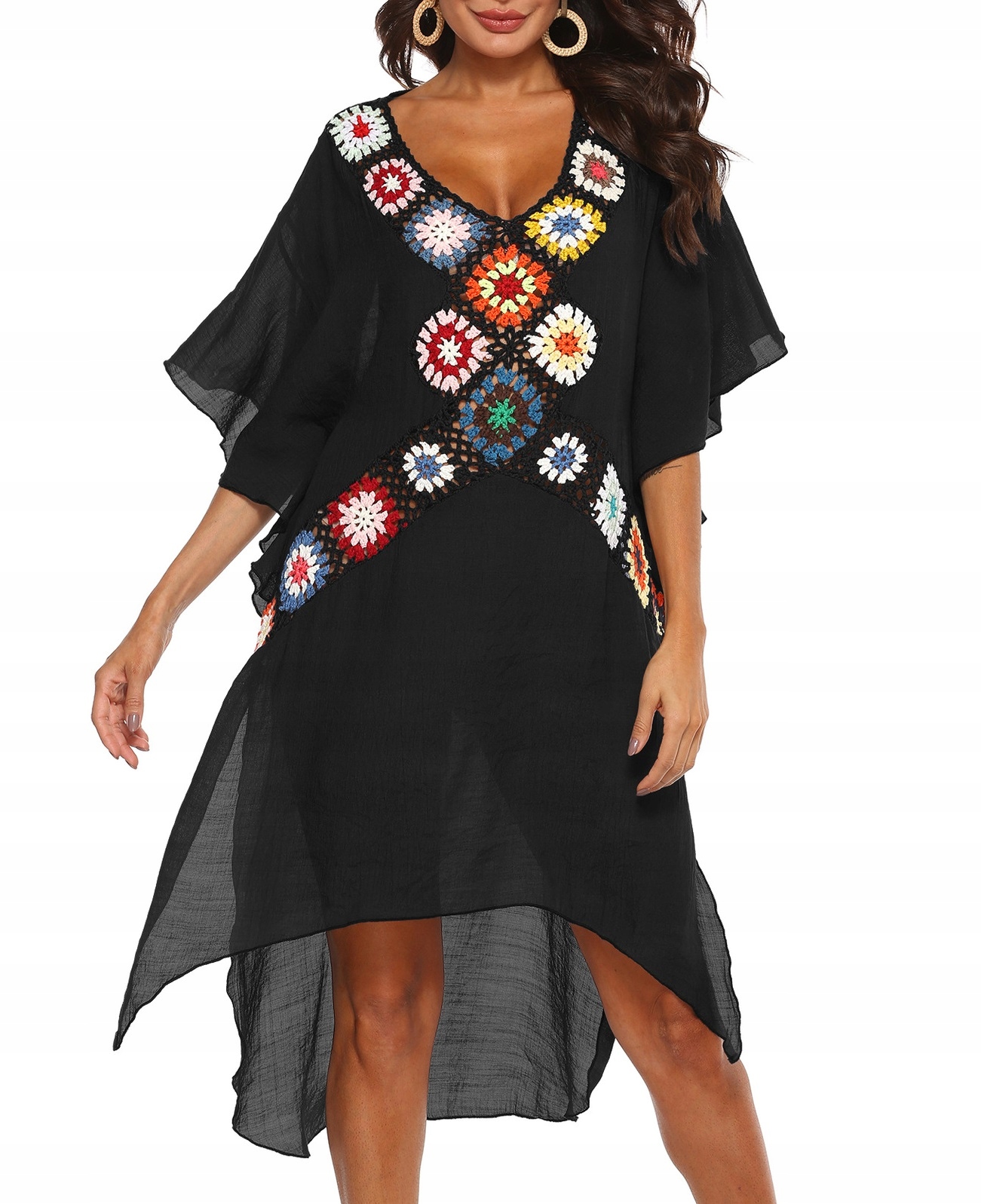 TUNIKA NA PLAŻĘ ZWIEWNA LUŹNA NARZUTKA PAREO BOHO