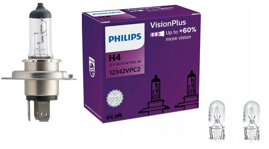 

Philips H4 Visionplus +60% 12V 55W 2 Szt