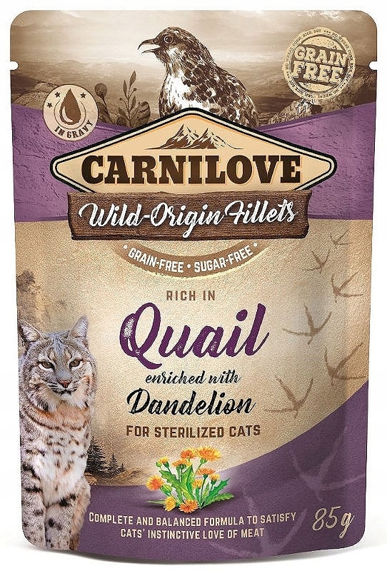 Carnilove Quail &amp; Dandelion vlhké krmivo pro kočky Křepelka 24 x 85 g
