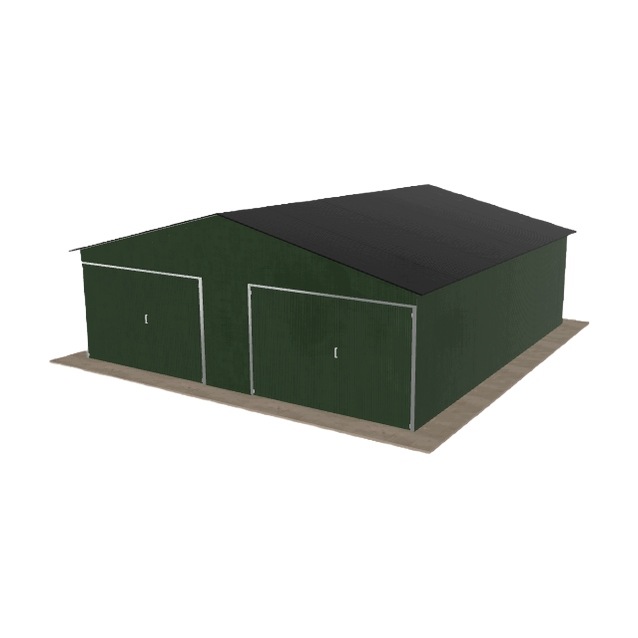 Plechová garáž 7x7.5 m dvoupolohová, dvoupolohová, zelená