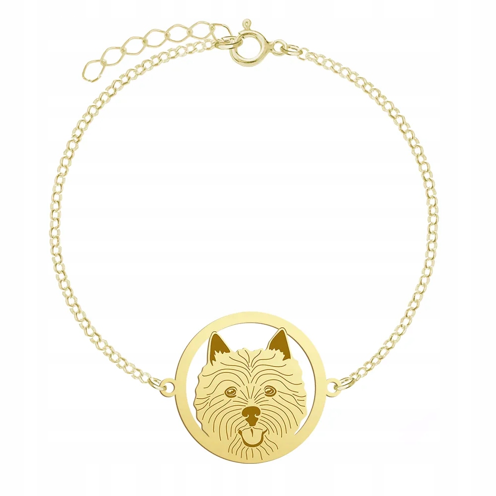 Zlatý náramek s norwichským teriérem 925 Žena Dárek Gravírování