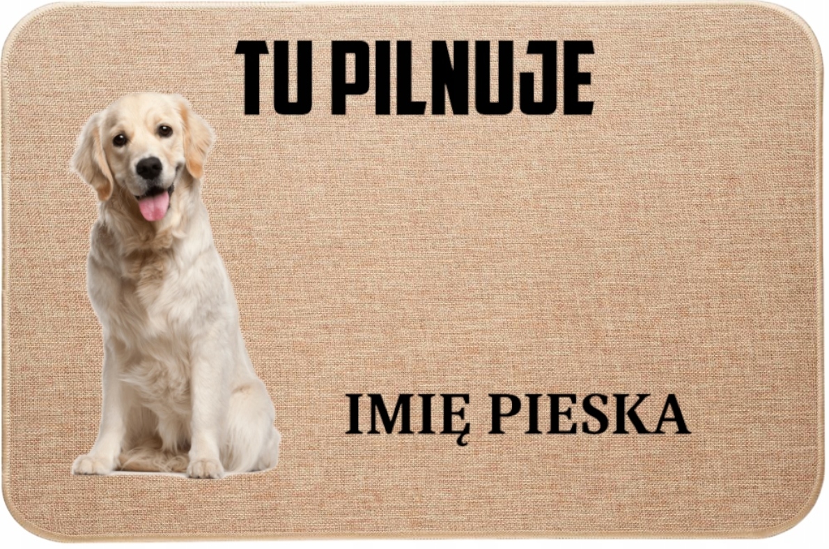 Lněná Vstupní Rohožka Tu Hlídá Jméno Pejska Zlatý Retrívr
