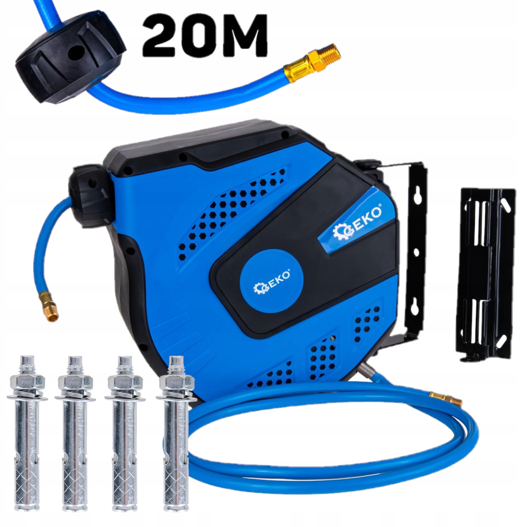 20M Pneumatická Hadice na navíječi 1/4" síťová Geko Profi