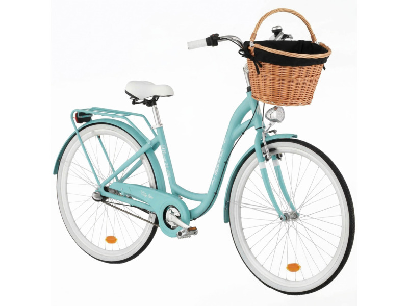 Rower miejski Indiana Moena A3B 28 cali damski Lazurowy Koszyk Wkład