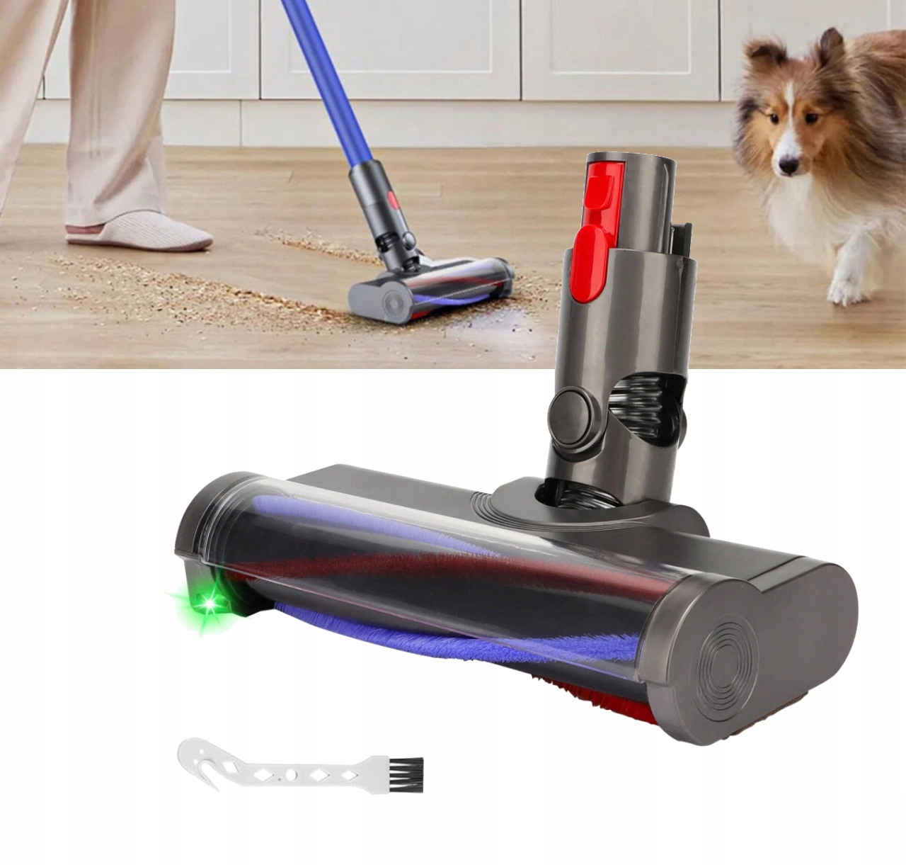 Turbo Kartáčová Rotační Hubice S Led Pro Vysavač Dyson V7 V8 V10 V11